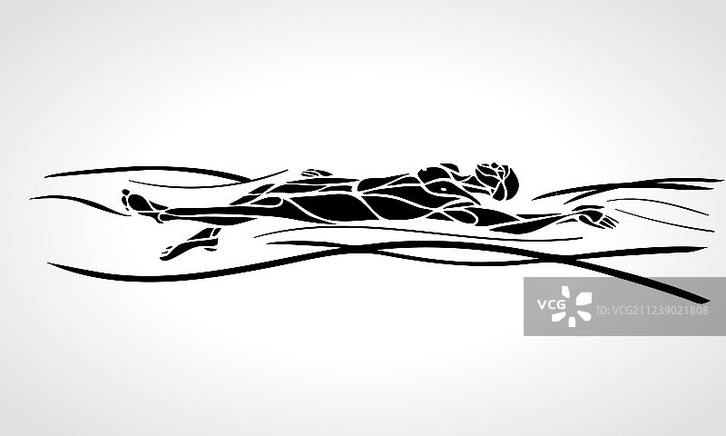 游泳者仰泳黑色剪影图片素材