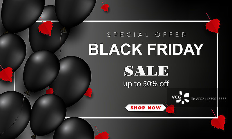 黑色星期五促销闪亮气球海报图片素材