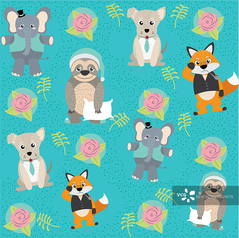 可爱有趣的动物背景图案图片素材