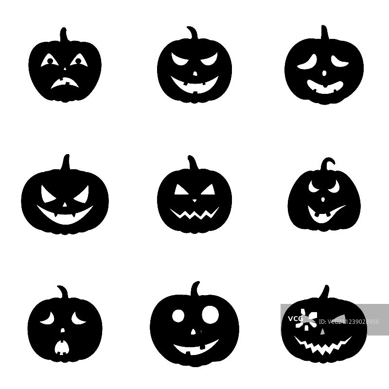 不同面孔的万圣节南瓜2.5D套装图片素材