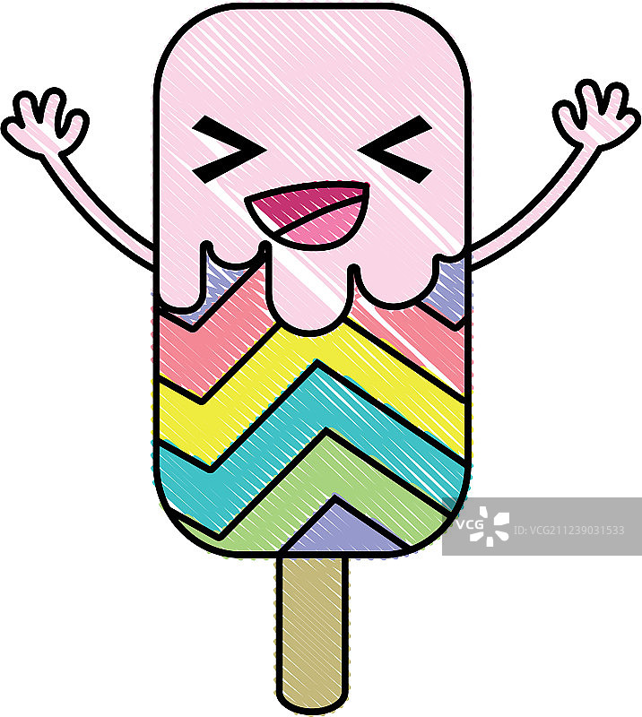 快乐甜蜜的刨冰冰棒和彩虹图片素材