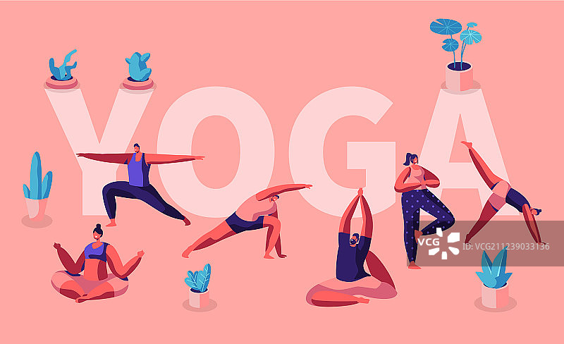 人们在做瑜伽健身运动图片素材