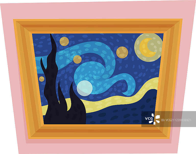 文森特·梵高的著名画作《星夜》图片素材