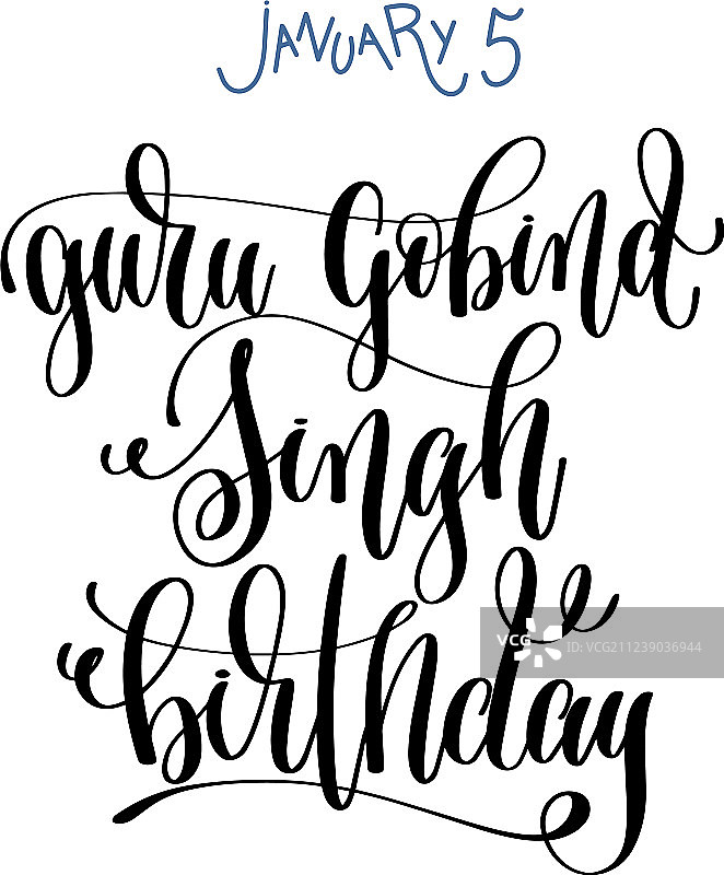 1月5日 - Guru Gobind Singh诞辰 - 手写图片素材