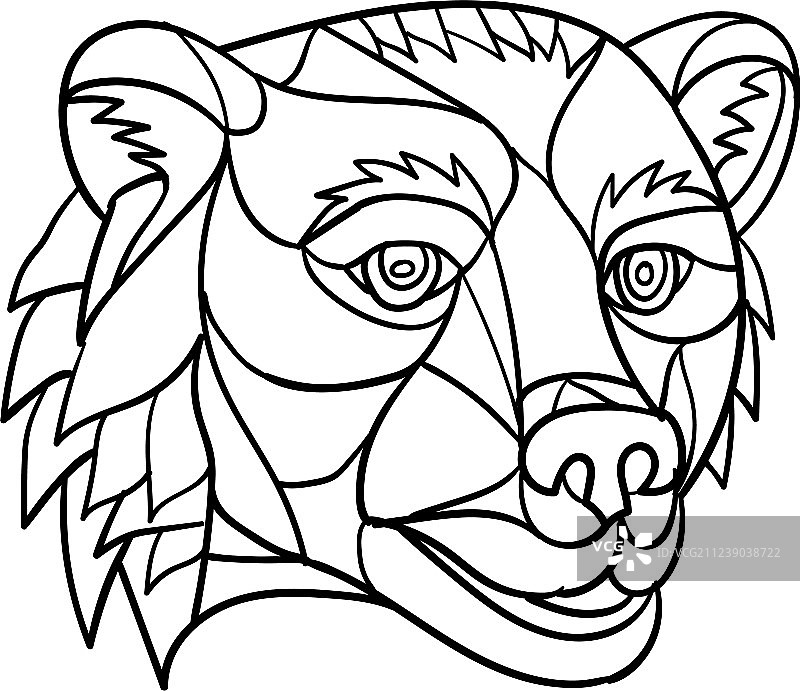 黑白灰熊头像马赛克图片素材