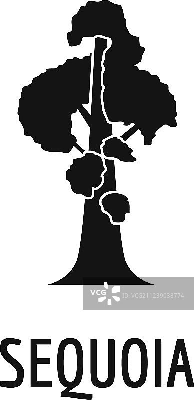 红杉树图标简约黑色风格图片素材