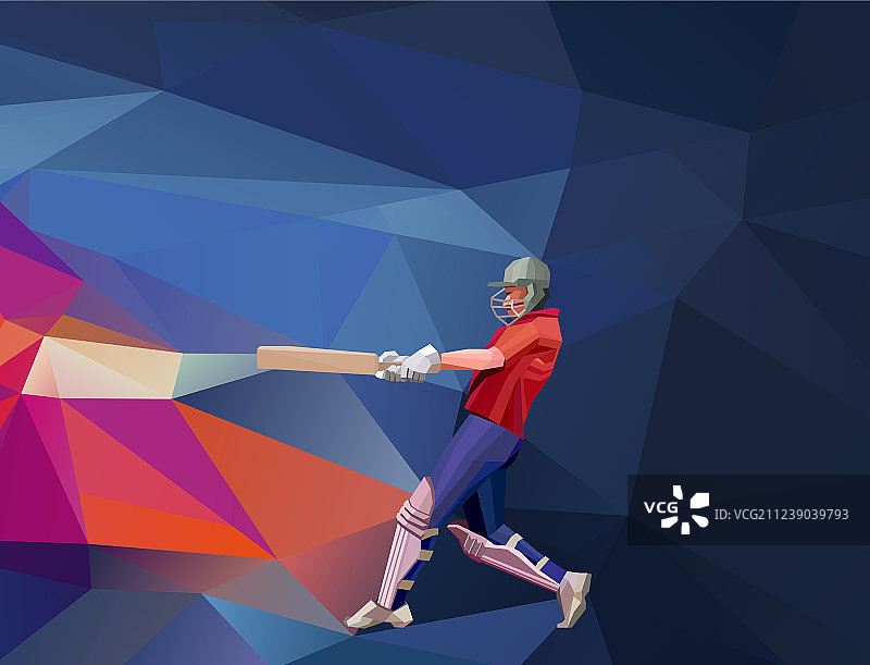 抽象板球运动员多边形低多边形图片素材