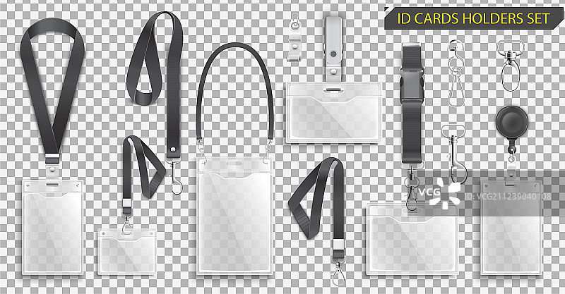 一套逼真的徽章证件卡夹图片素材