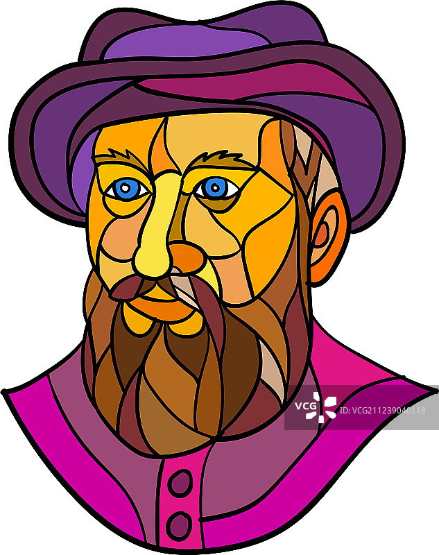 费迪南德·麦哲伦黑白马赛克图片素材