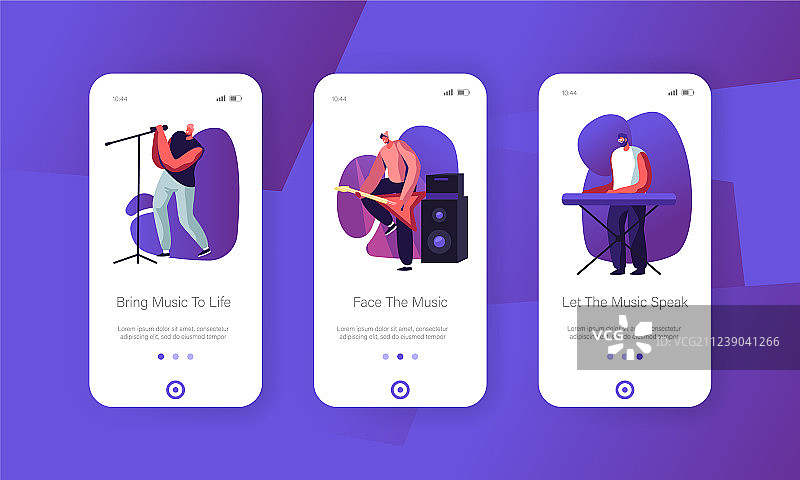 摇滚乐队舞台表演手机App页面图片素材