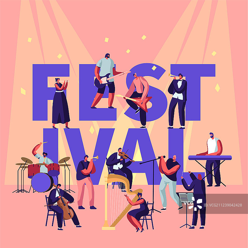 音乐节概念：音乐家演奏图片素材