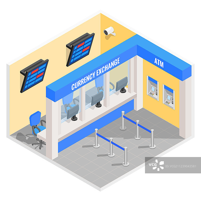 2.5D风格货币兑换处图片素材