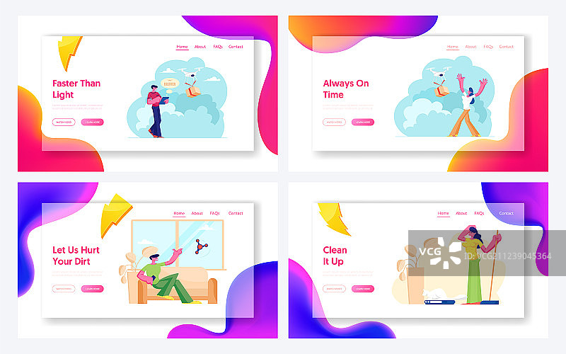 四轴飞行器快速交付和智能清洁图片素材