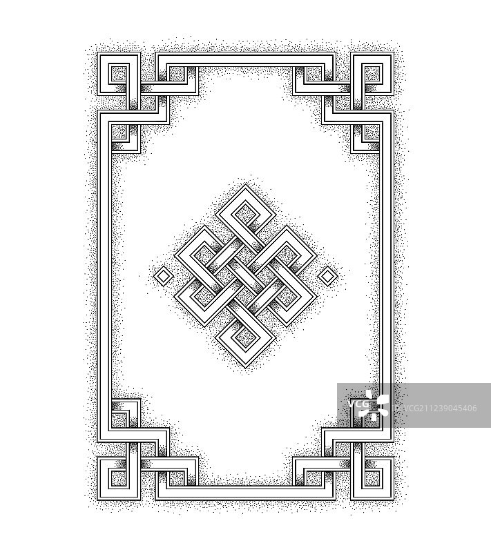 白色背景上的无尽结符号雕刻图片素材