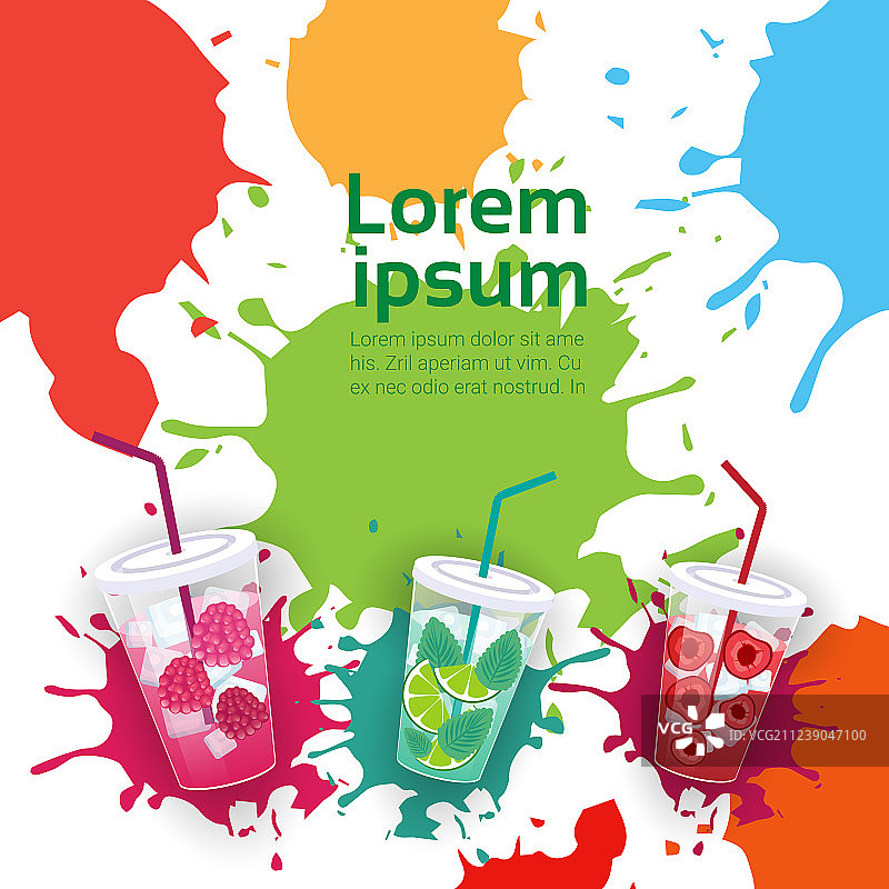 不同口味的夏季鲜榨果汁图片素材