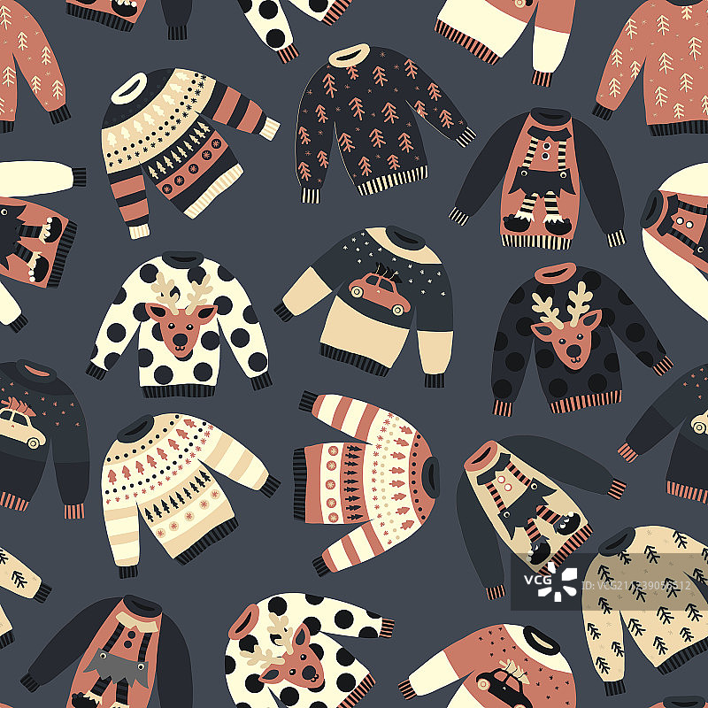 复古圣诞假日毛衣图案图片素材