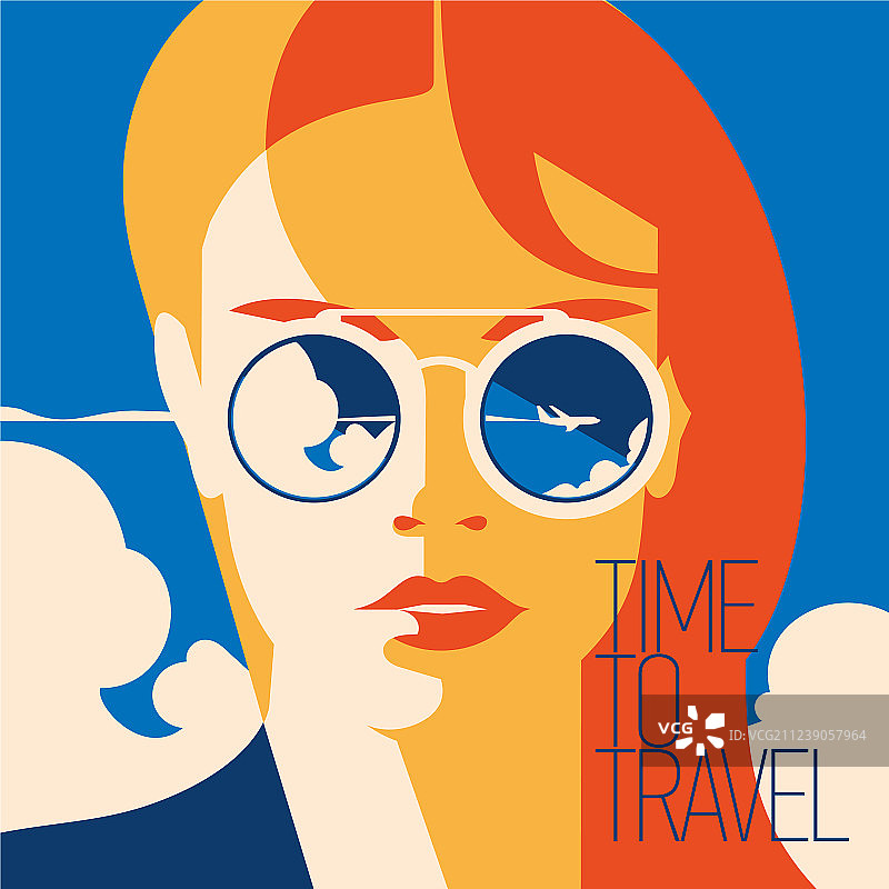 戴太阳镜女模特时尚肖像图片素材