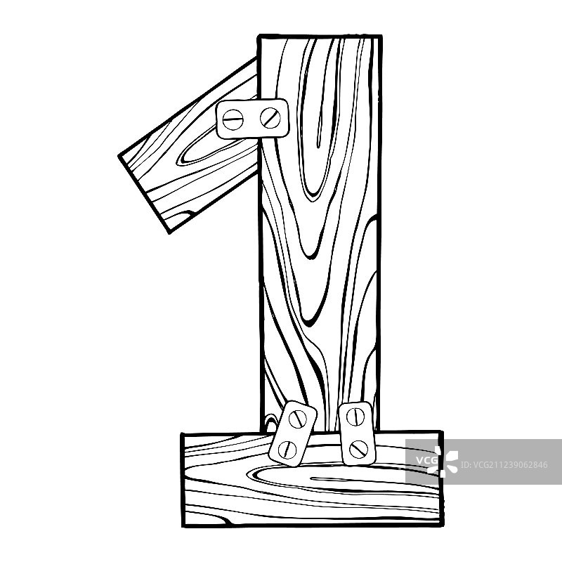 木制数字1雕刻图片素材