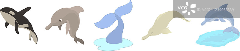 海洋哺乳动物图标卡通风格图片素材