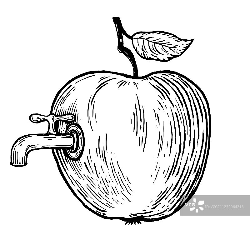 带水龙头雕刻的苹果图片素材