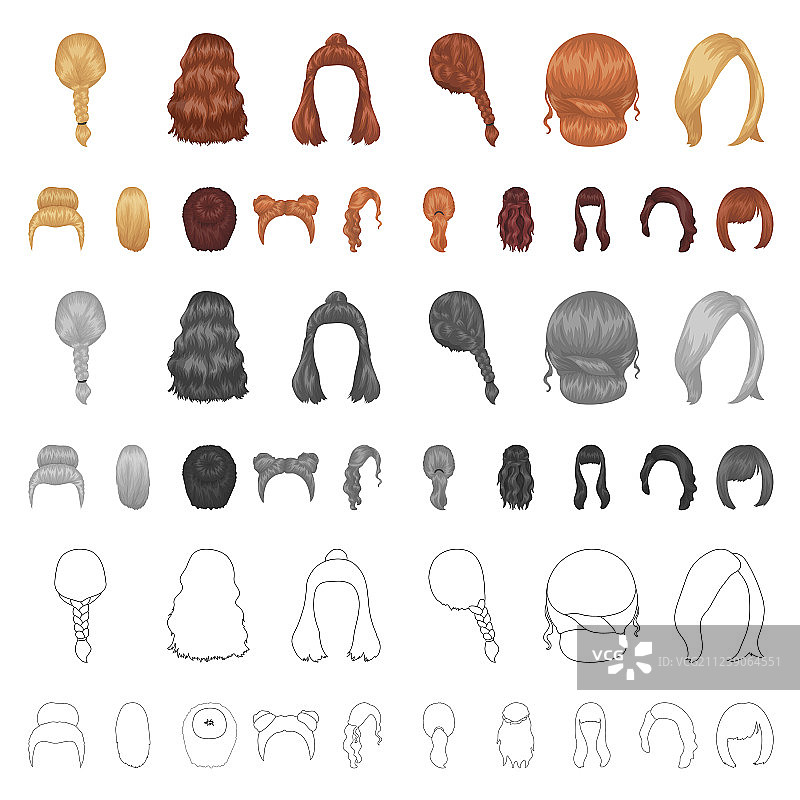 女性发型卡通图标合集图片素材