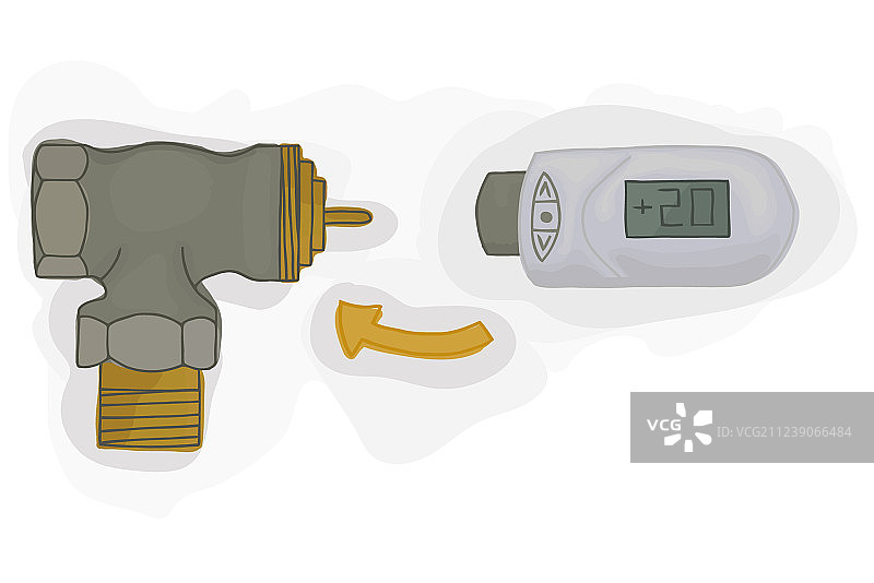带电子恒温头的角阀图片素材