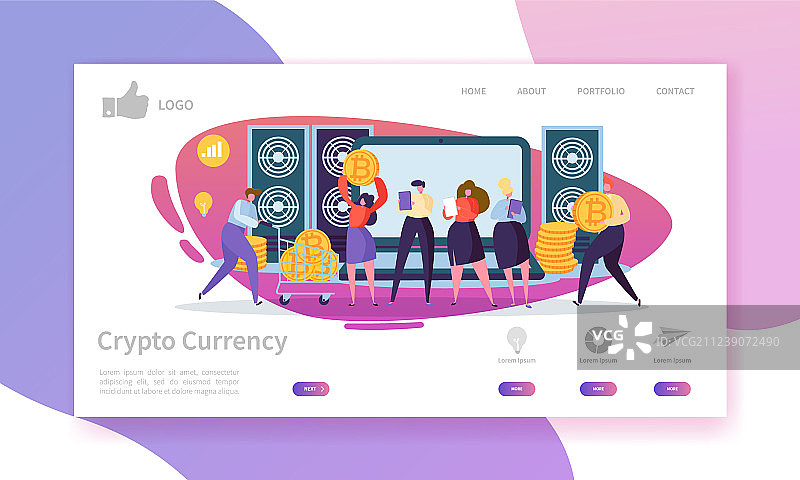 加密货币交易平台着陆页模板图片素材
