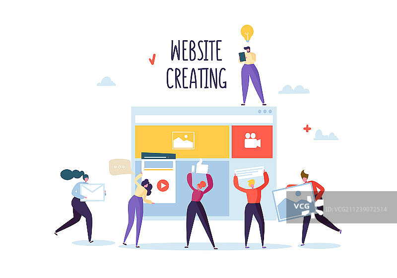 网站开发概念扁平人物图片素材