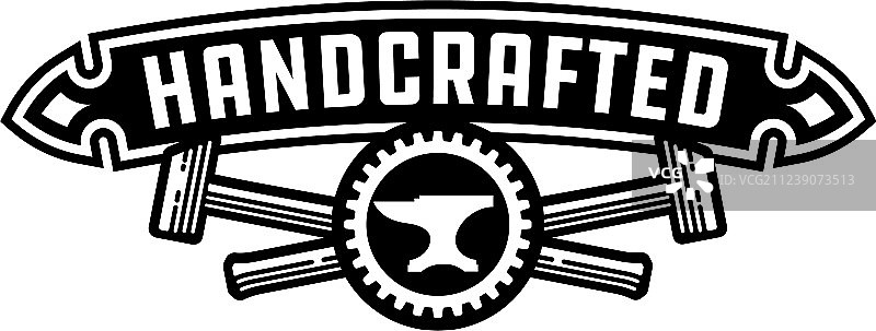 带锤子的手工设计徽章图片素材