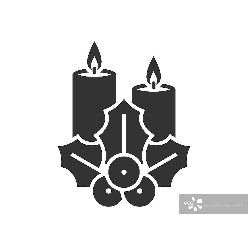 冬青果圣诞蜡烛图片素材