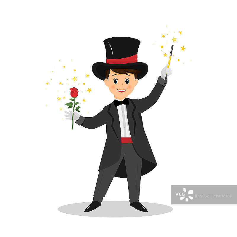 戴帽子拿魔杖的魔术师图片素材