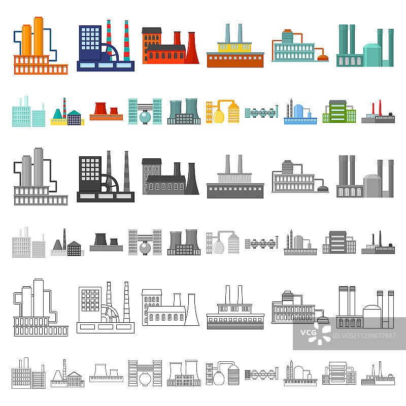 工厂设施卡通图标合集图片素材