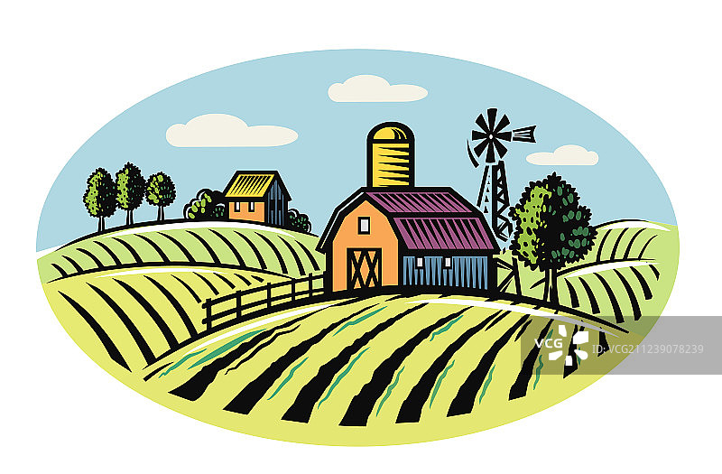 村庄与风景图片素材