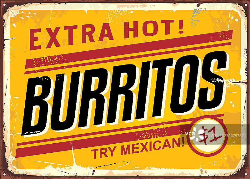 复古墨西哥卷饼金属宣传牌图片素材