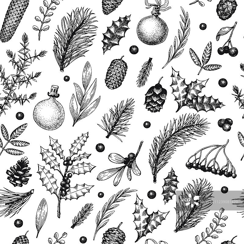 复古风格圣诞节无缝图案图片素材