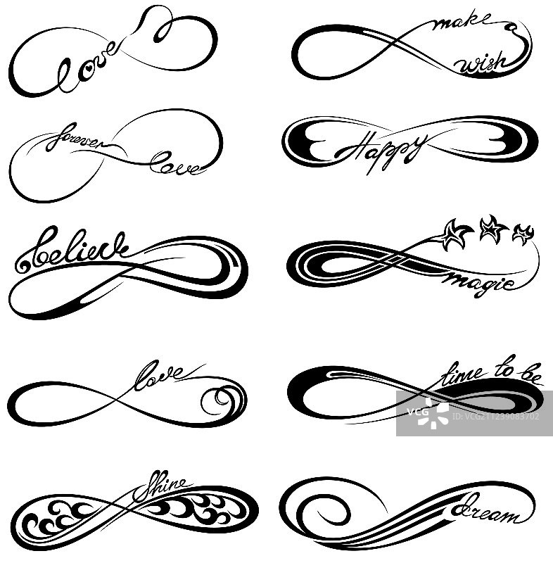 带有纹身文字的无限符号图片素材