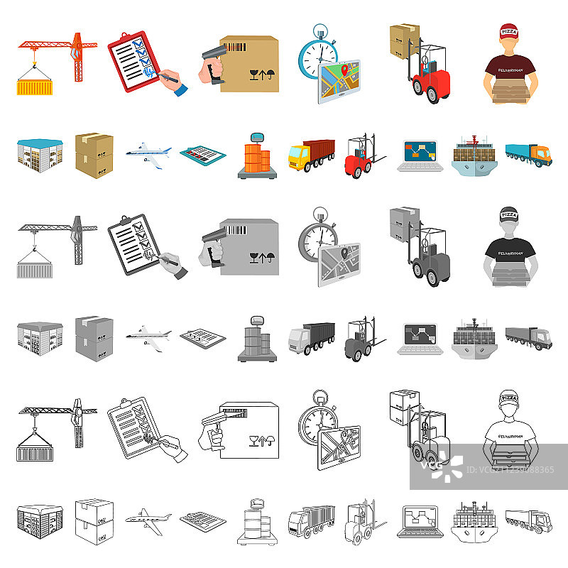 物流和配送卡通图标合集图片素材