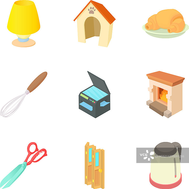 家庭技术图标卡通风格图片素材