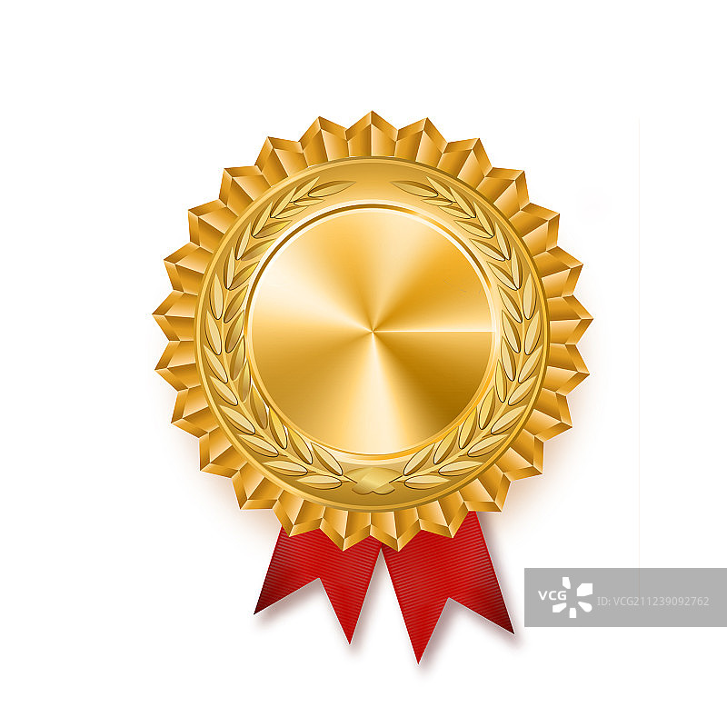 金属红色缎带金色奖牌获奖者图片素材