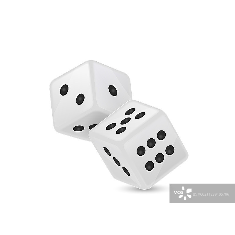 白色逼真游戏骰子图片素材