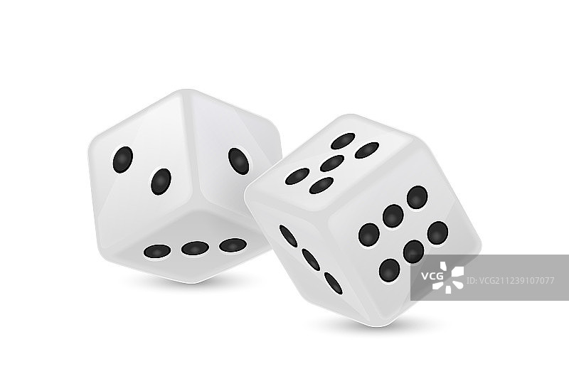 白色逼真游戏骰子图片素材
