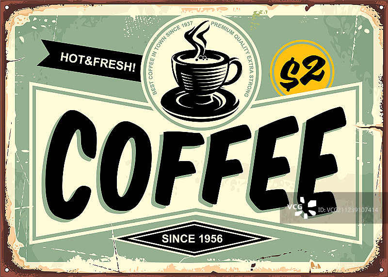 咖啡店复古铁皮标志图片素材