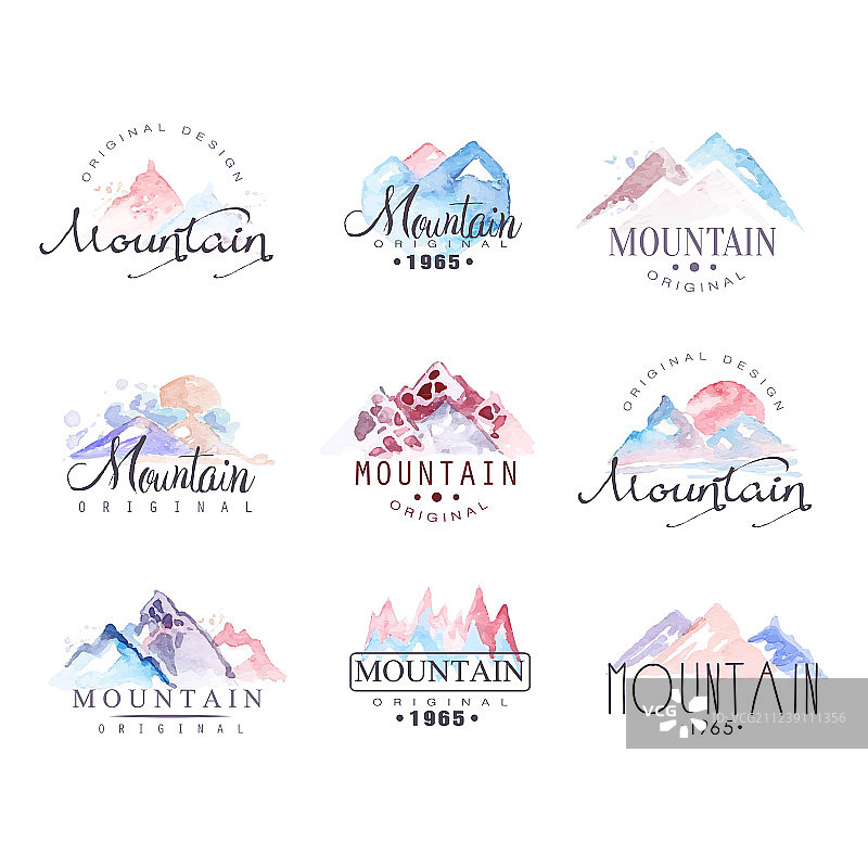 水彩山峰原创Logo设计图片素材