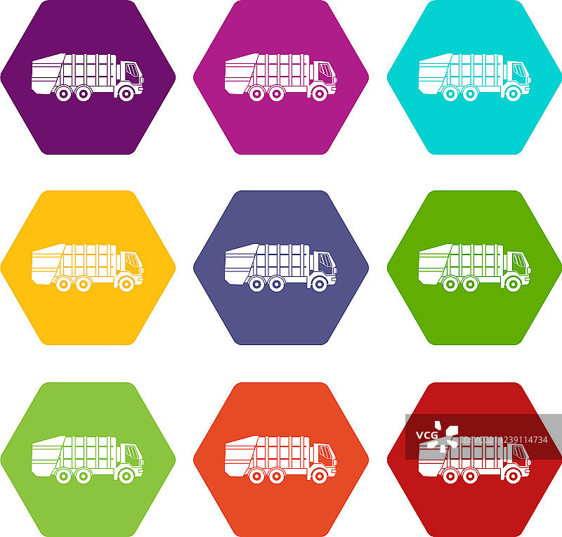 垃圾车图标集图片素材