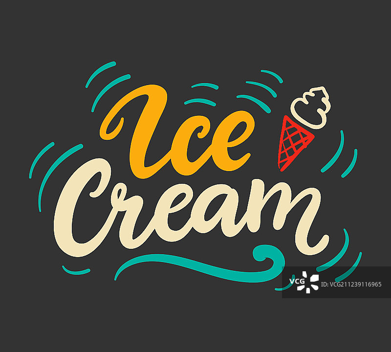 带有书法字体的冰淇淋标志徽章图片素材