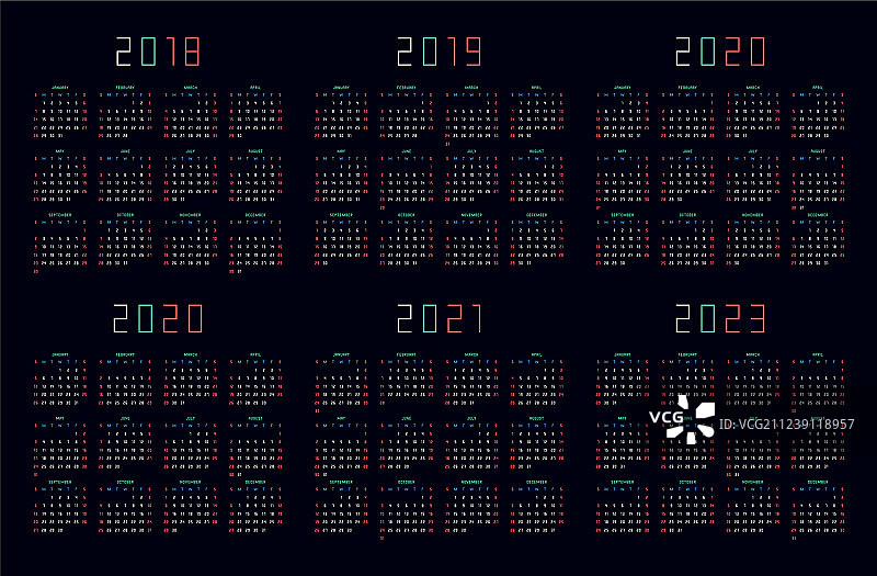 2018至2023年日历图片素材