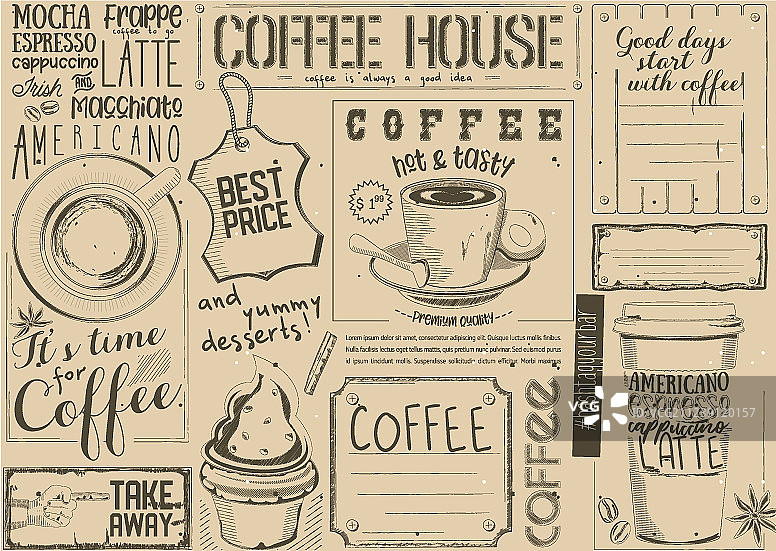 咖啡菜单餐垫图片素材