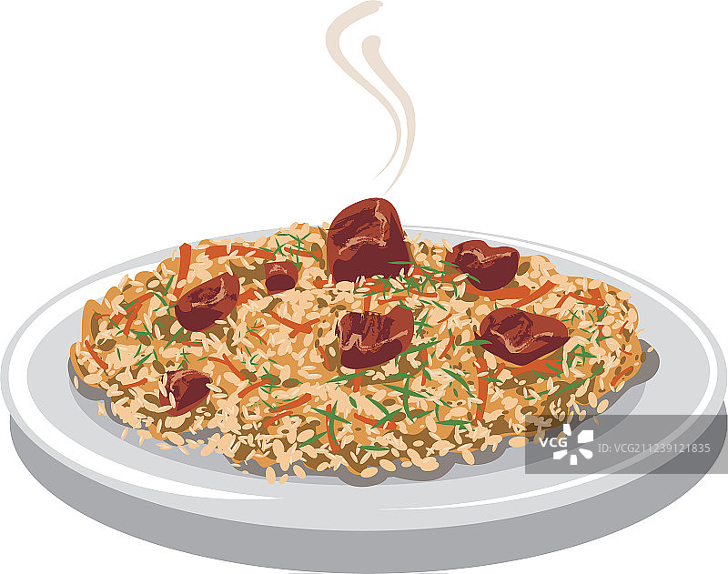 热抓饭配肉图片素材