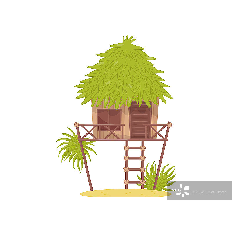 热带丛林中的小屋图片素材