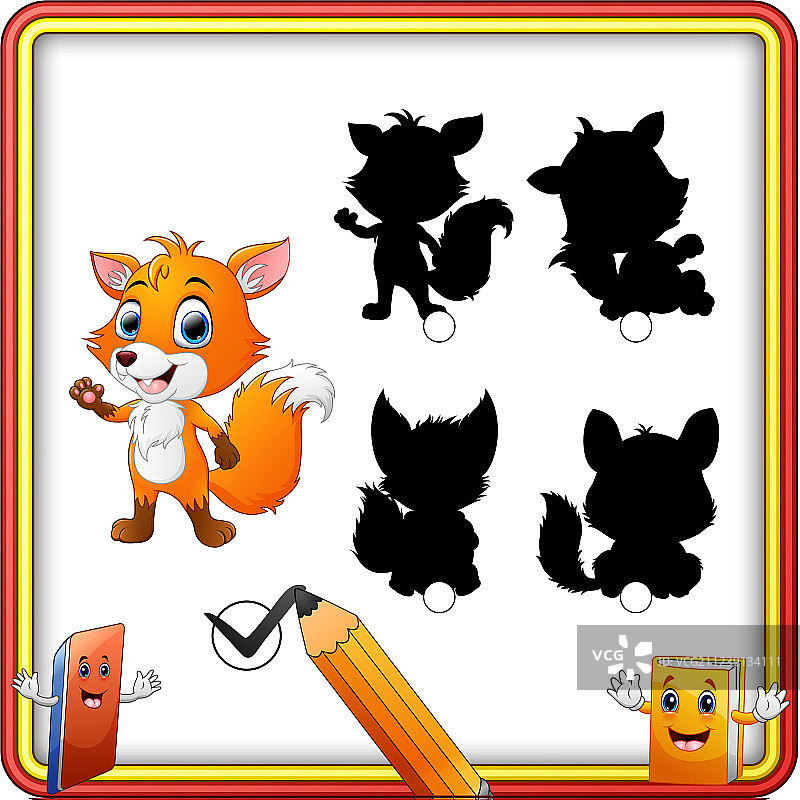 寻找正确的卡通小狐狸阴影图片素材